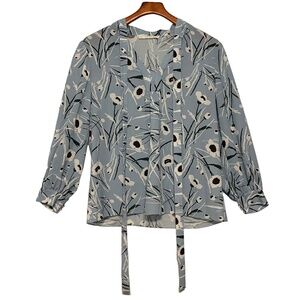 Jason Wu Floral‎ Pullover Blouse w/ Neckties Size 12